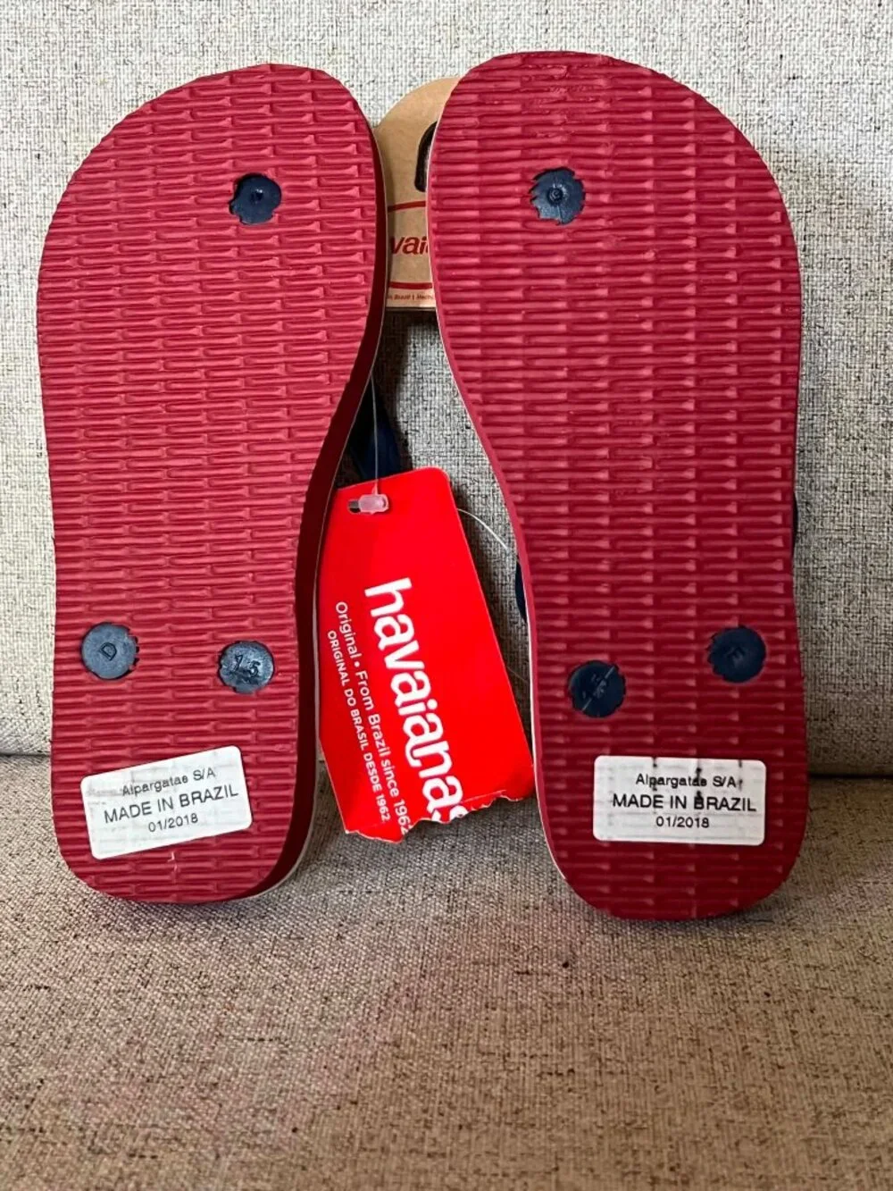 Havaianas Logo Stripes Flip Flops Red/White/Blue Size 2Y